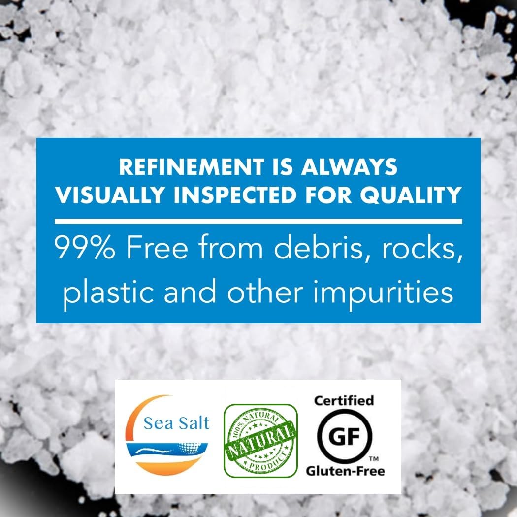 All Goods Mediterranean Sea Salt Grinder Refill – 16oz, Coarse Gourmet Rock Salt, Perfect for Cooking, Salt Grinder, Sal Marina.