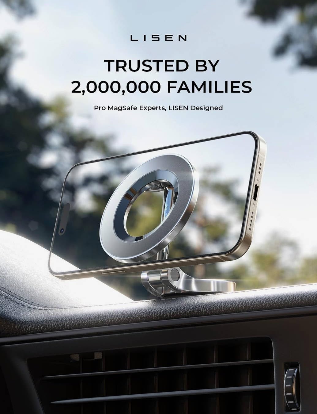 LISEN for Magsafe Car Mount, Ultra Magnetic Dashboard Phone Holder, Car Accessories for iPhone 16 Pro Max,Gifts for Men Women Him Her, Fit for iPhone16 Pro/Pro Max 15 14 13 12