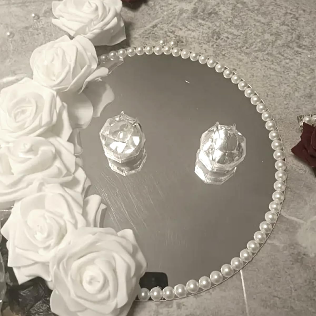 16Pack Round Mirror Centerpieces for Tables, Acrylic Round Mirror Trays Plates Decoration Circular Plate for Table Centerpiece Candles Wedding Baby Shower Christmas Party Decor Crafts (10inch)