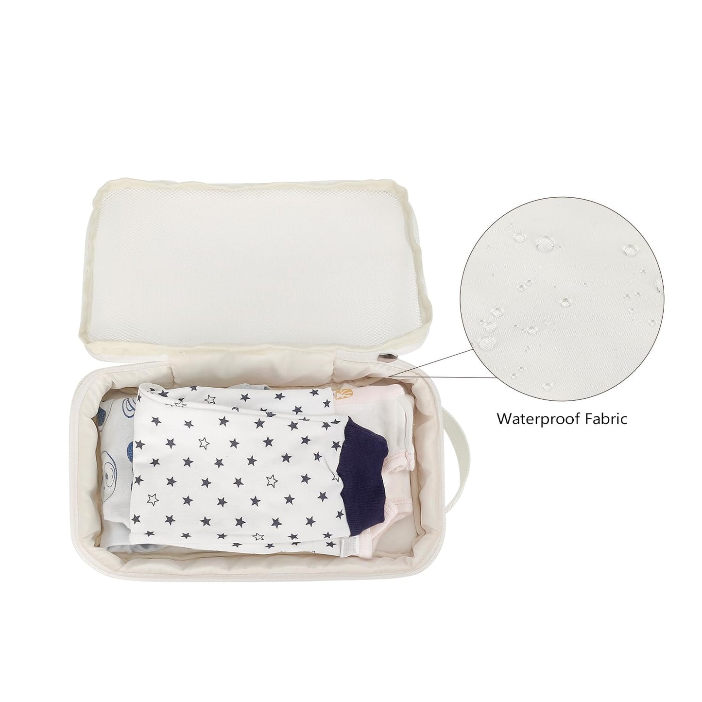 MOMIGO Baby Diaper Bag Organizer Pouches - 2 Pack Waterproof Pod Hanging Diaper Bag Mesh Bag Reusable, Washable or Baby Cloth Diapers (White)