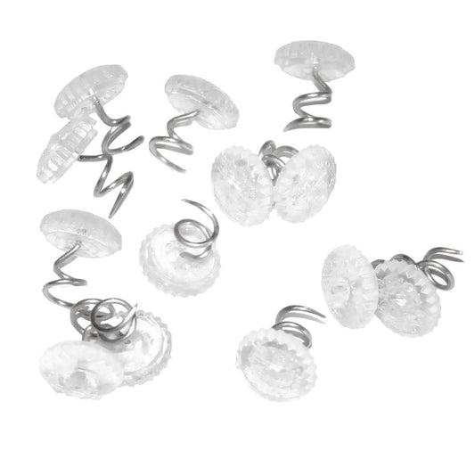 Attmu 60 Pcs Upholstery Tacks Headliner Pins Clear Heads Twist Pins for Slipcovers and Bedskirts, 0.5 Inches Bed Skirt Pins
