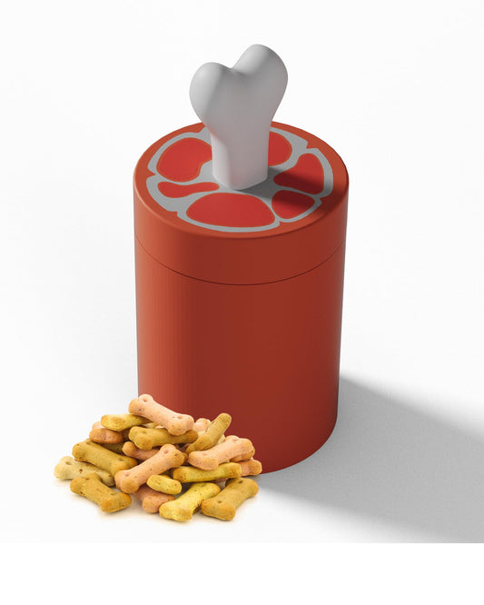 HHGFCLTRS Dog Treat Storage Container Dog Treat Jar - 4.3" Round x 10.2" Tall Airtight Pet Treat Storage Containers Dog Treat Containers Dog Treat Bin Bone Shape