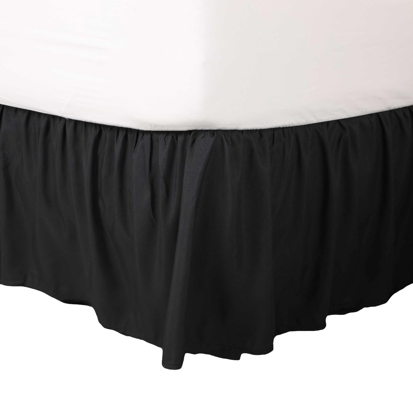 Martex King Ruffle Bed Skirt | Easy Fit Bed Skirts | Microfiber Bed Skirt | 15 Inch Drop | Hotel Quality Bedskirt | Black