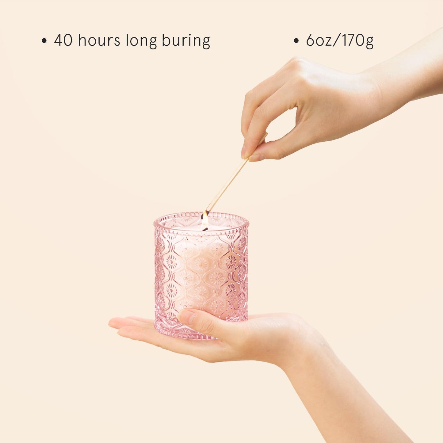 LA JOLIE MUSE Sandalwood Rose Candle, Scented Candles Gifts for Women, Natural Soy Candle, 6 oz 40 Hours Burn, Candles for Home Scented