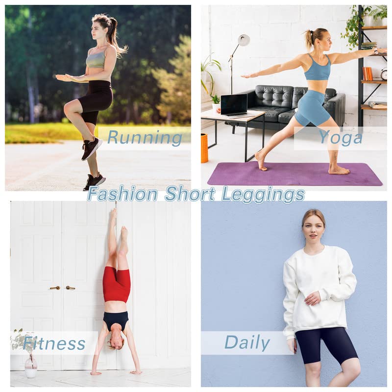 KOWBEAR Workout Shorts Womens Buttery Soft Spandex Biker Shorts High Waisted Gym Yoga Running Volleyball Short with Pockets Black L