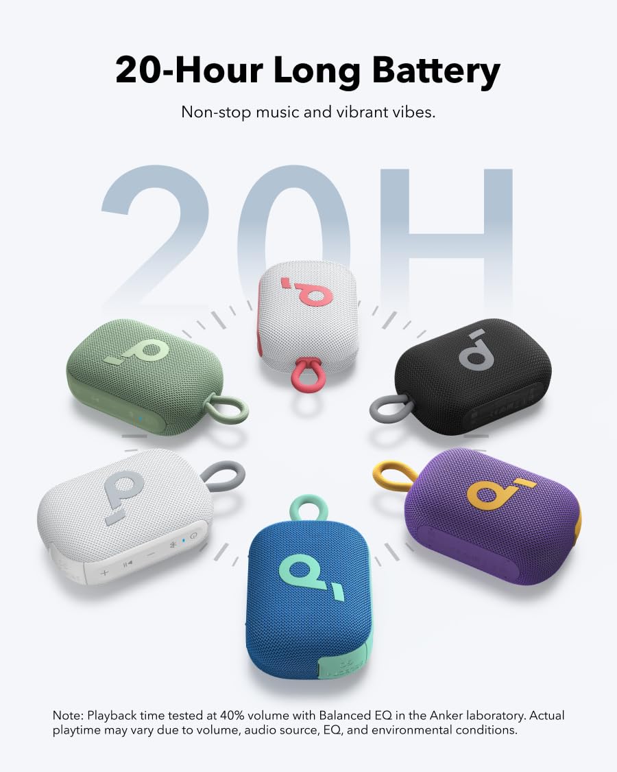 Soundcore Select 4 Go Bluetooth Shower Speaker by Anker, IP67 Waterproof/Dustproof, Ultra-Portable Speaker, Wireless, 20H Playtime, Floatable, Powerful Sound, Electronics for Outdoors/Home/Travel