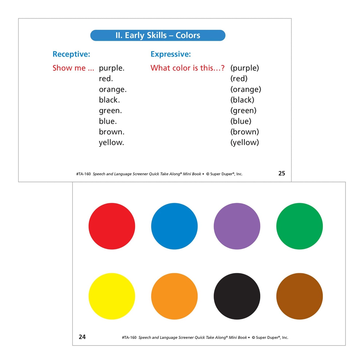 Super Duper Publications | Speech and Language Screener Quick Take Along® Mini-Book | Educational Learning Resource for Children