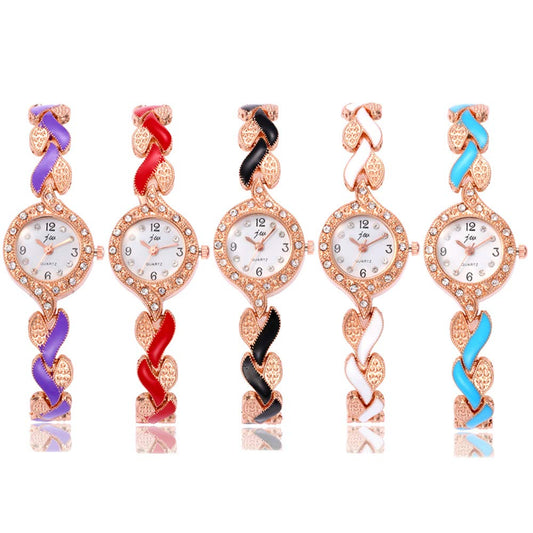 Weicam 5 Pcs Women's Watch Elegant Crystal Bangle Bracelet Leaf Analog Quartz Wholesales Wrist Watches
