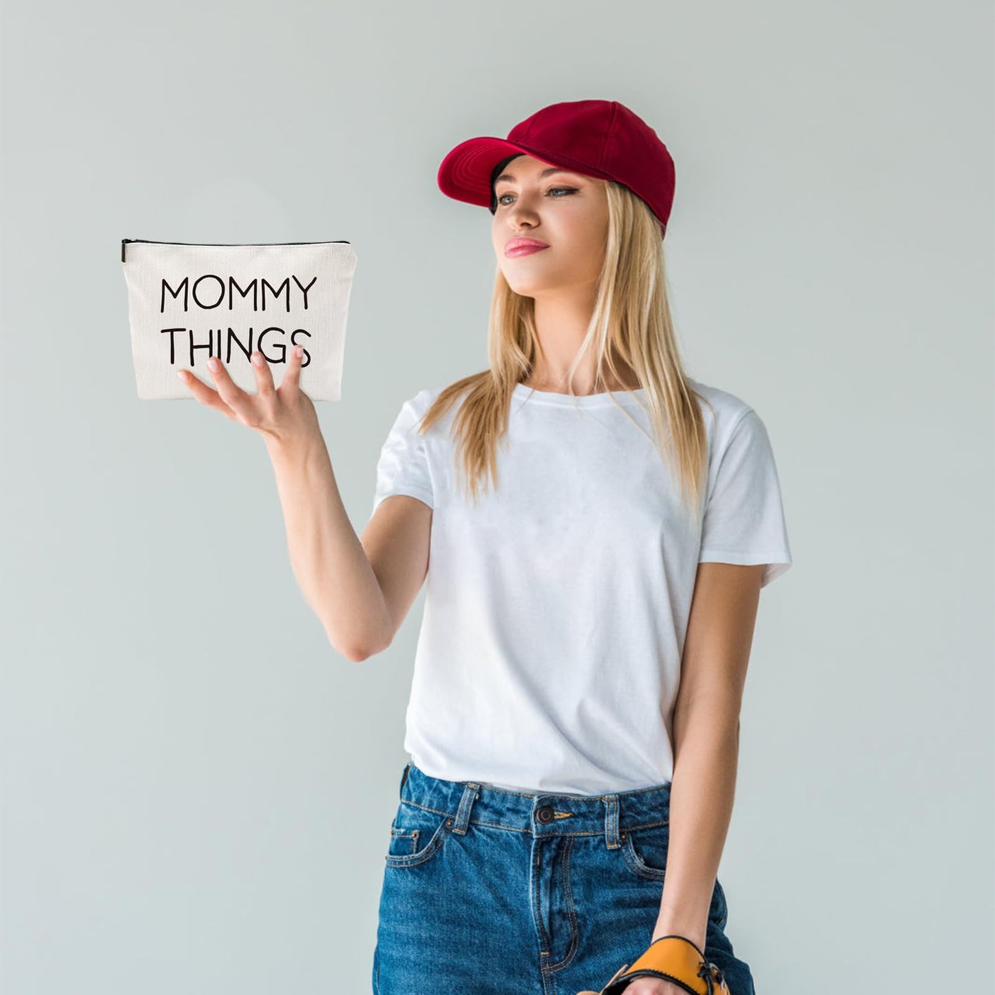 Mommy and Baby Bag Set Canvas Pouch Set Black Keepsake for New Mothers Travel Toiletry Bag for Baby Stuff, Mother's Day Gifts, Set of 2