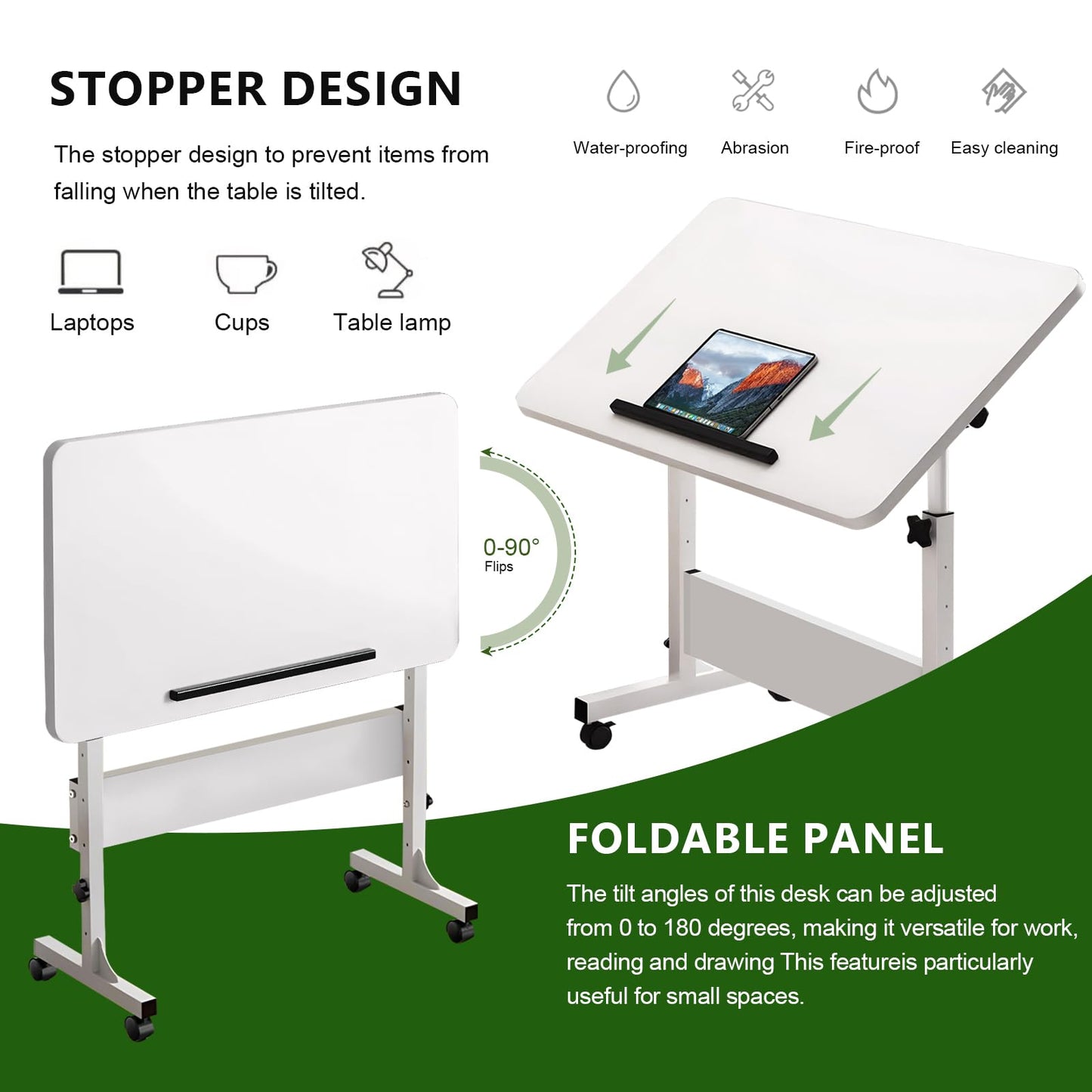 WXJHL Small Standing Desk Adjustable Height Rolling Computer Desk Portable Laptop Desks with Wheels