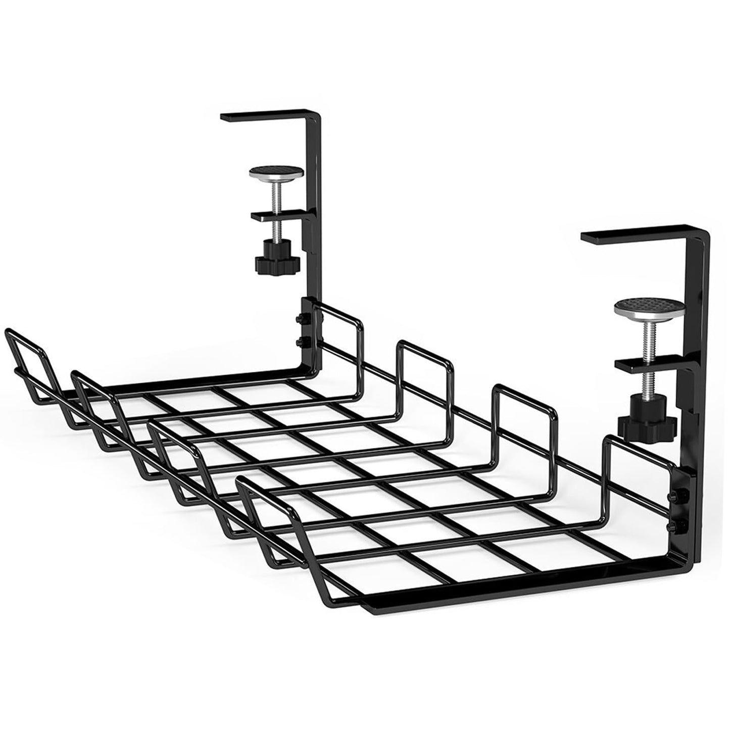 No Drill Under Desk Cable Management Tray, Sturdy Metal Wire Organizer for Office and Home Standing Desk