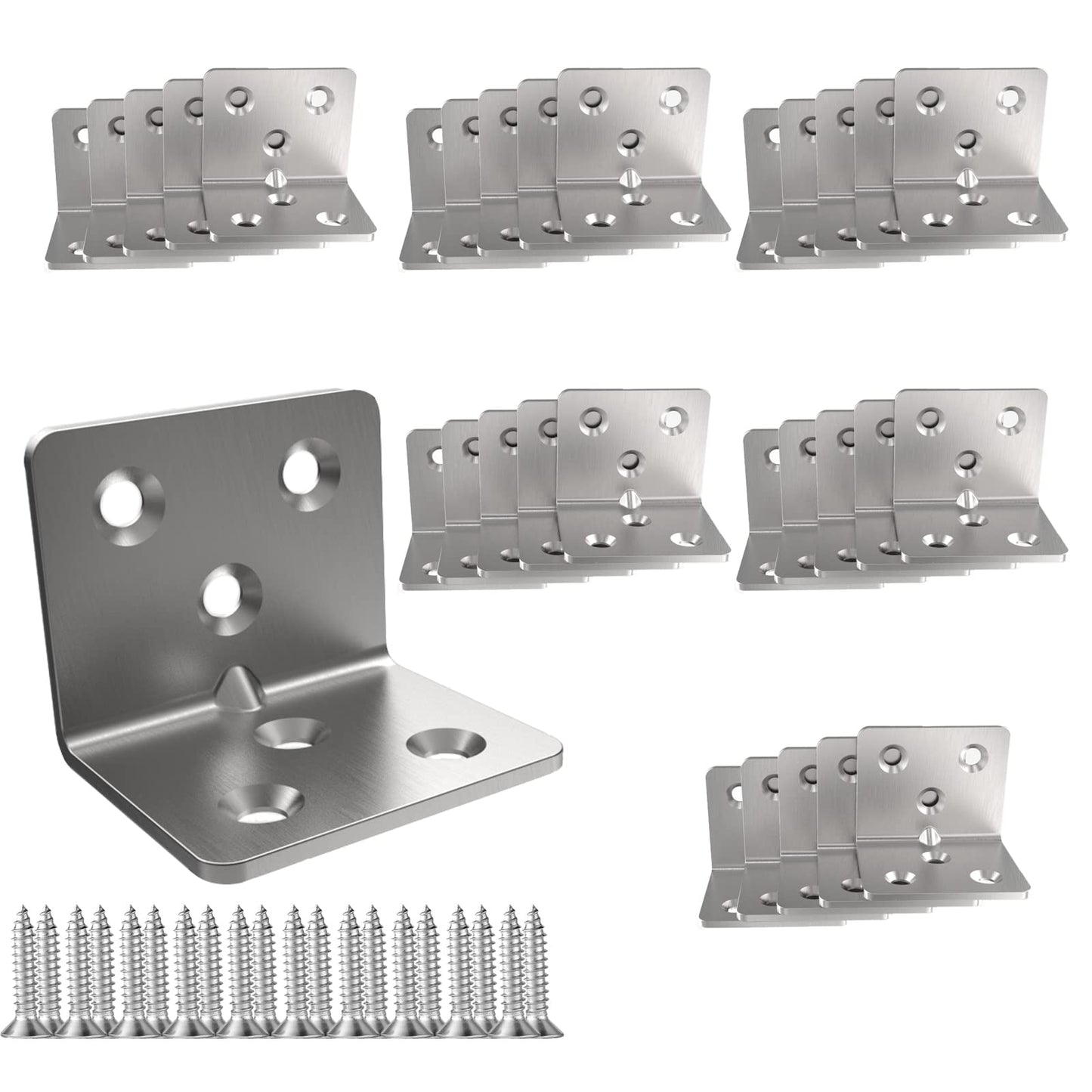 Stainless Steel Corner Bracket,Joint Right Angle Bracket,L Shape Heavy Duty Metal Corner Brace Shelf Supporter for Wood Aufuga (20, 1.5x1.2x1.2)