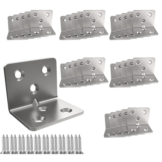Stainless Steel Corner Bracket,Joint Right Angle Bracket,L Shape Heavy Duty Metal Corner Brace Shelf Supporter for Wood Aufuga (20, 1.5x1.2x1.2)