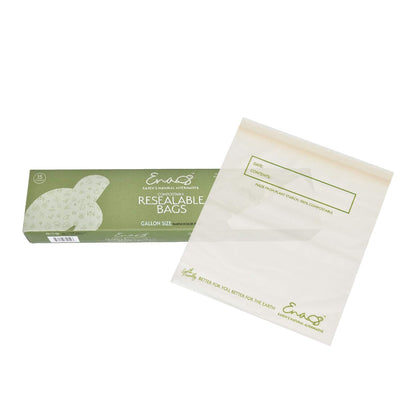 100% Compostable Food Storage Bags [Quart 100 Pack] Eco-Friendly Freezer Bags, Resealable Bags, Heavy-Duty, Reusable, Off-White by Earth's Natural Alternative
