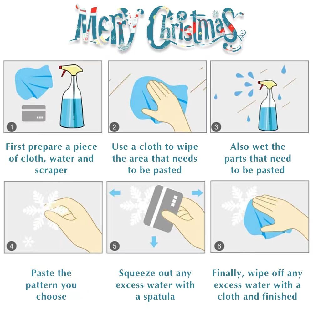 130PCS Christmas decoratives Window Stickers, Holiday Snowflake Santa Claus Reindeer Stickers