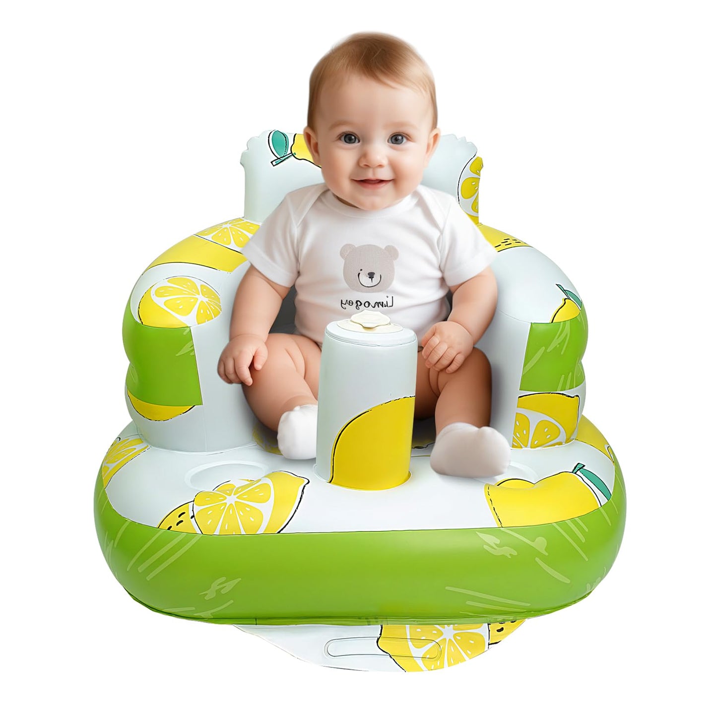 Inflatable Baby Chair, Inflatable Baby Seat for Babies 3 Months and Up, Summer Blow Up Chair with Built in Air Pump, Infant Floor Seats for Learning to Sit, Palying, Camping, Tulip