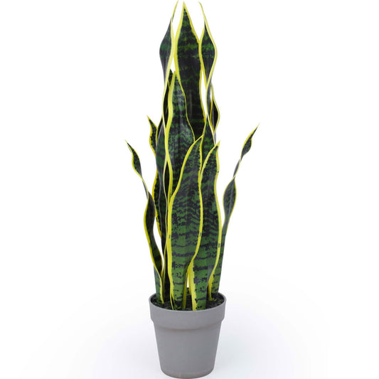 Artificial Snake Plant 25Inch Fake Sansevieria Faux Silk Potted Plant Artificial Mother in Law Tongue Plant for Indoor Outdoor Home Office Garden Decor Yellow