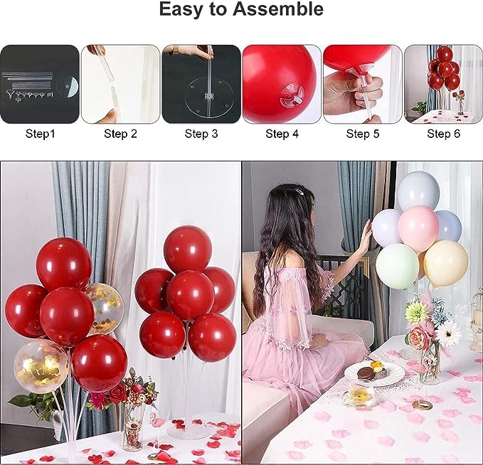 Balloon Stand Kit for Party and Wedding Decorations Celebrations 4 Sets Balloon Stands fot Table with 28 Sticks 28 Cups and 4 Bases