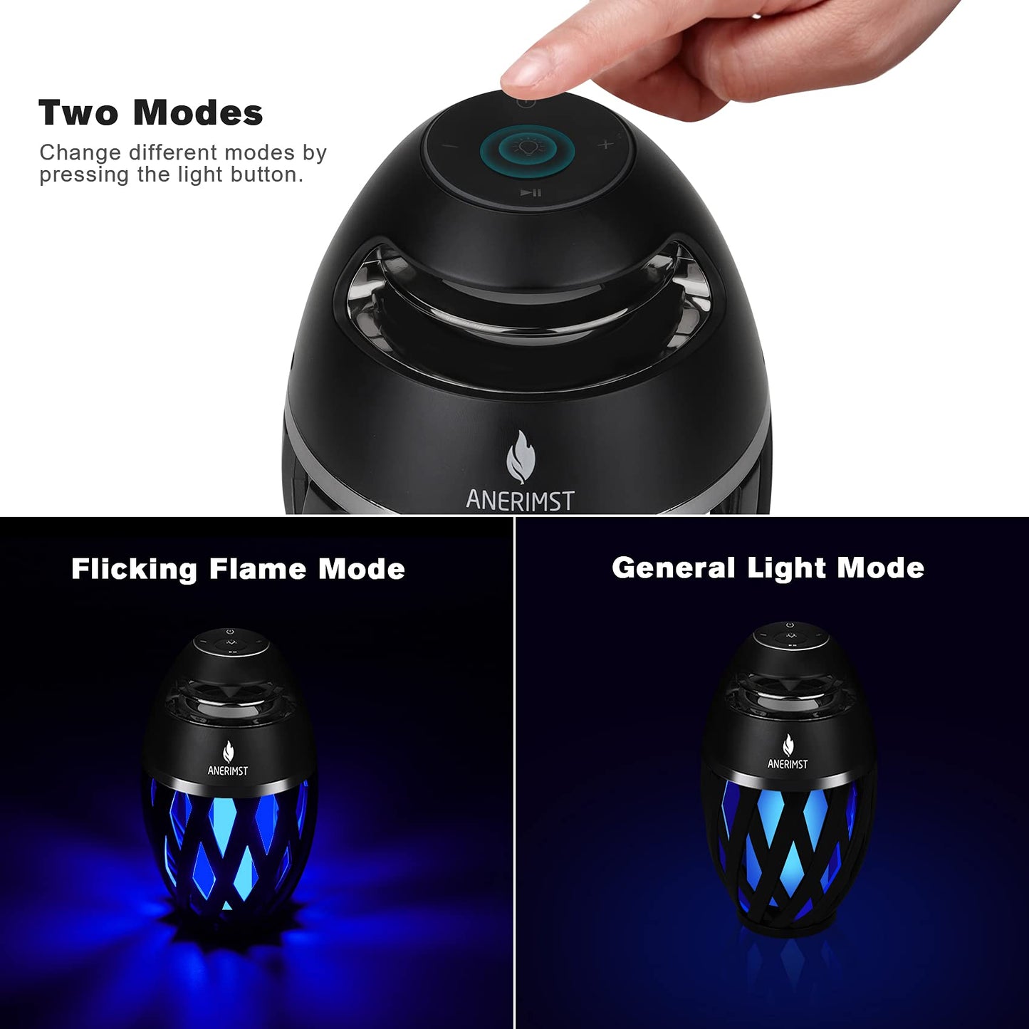 ANERIMST Unique Gifts for Men, Outdoor Bluetooth Speaker Waterproof Wireless with Torch LED Light, Birthday Gift for Boyfriend Him Dad, Cool for Garden, Patio, Outside (Blue Light)