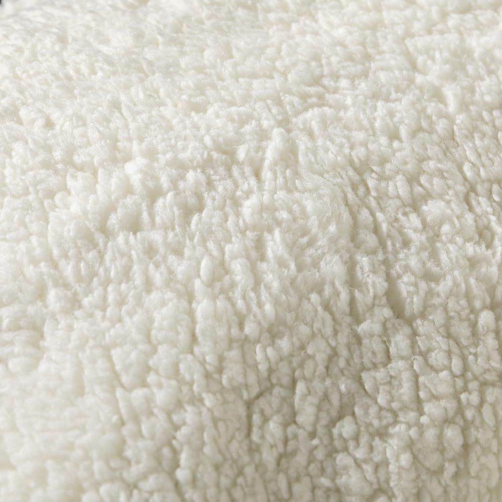 STONECREST Recliner Chair Cover, Sherpa Slipcover, Stay in Place (White/Beige, 23" Regular Recliner)