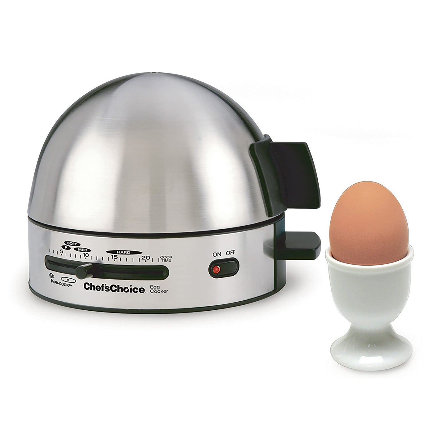 Chef'sChoice Automatic Electric Egg Cooker 7-Egg Capacity with Electronic Timer, Audible Signal & Nonstick Stainless Steel Design Hard-or Soft-Cook 7 or 3 Poached or Scrambled, 350-Watts, Metallic