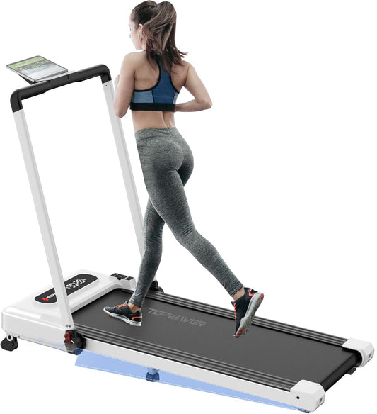 Large Walking Pad with Handle Bar, 17" Widened Running Belt,12% Incline Treadmill, 4MPH/7.6MPH, 3.0 HP Treadmill with 380lbs Capacity, Remote and App Control