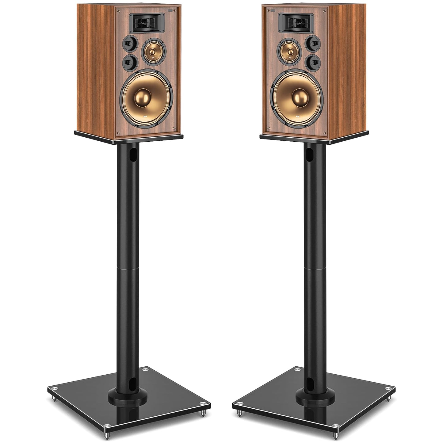 YOMT Universal Speaker Stands Pair for Surround Sound, 28 Inch Floor Speaker Stands with Cable Management Holds 22lbs Bookshelf Speaker Satellite Speaker, 1 Pair