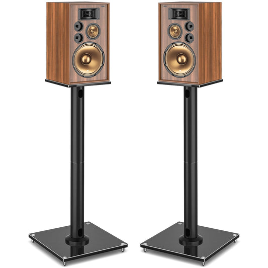 YOMT Universal Speaker Stands Pair for Surround Sound, 28 Inch Floor Speaker Stands with Cable Management Holds 22lbs Bookshelf Speaker Satellite Speaker, 1 Pair