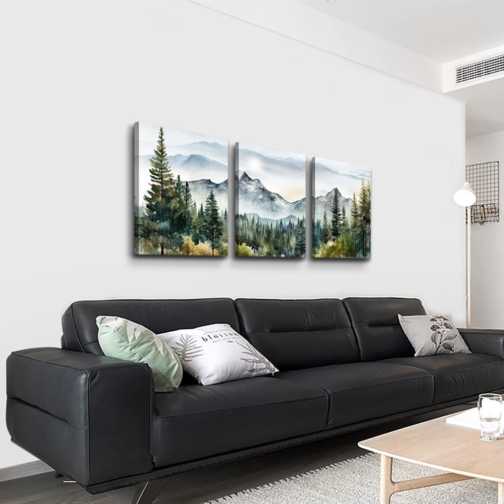 DZRWUBHS Large Wall Art for Living Room Wall Decor for Bedroom Office Decor Abstract Mountain Forest Landscapes Ink Painting Framed Canvas Art Prints Ready to Hang Wall Pictures Modern Home Decor