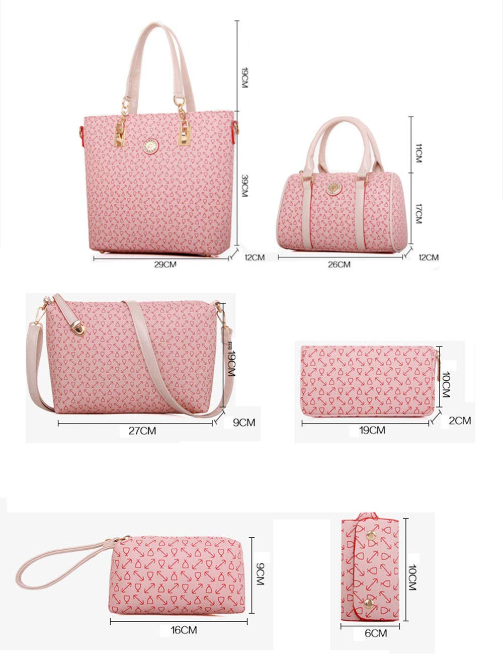 Women Handbag Set 6 Pcs PU Leather Tote Purse Set Multi-purpose Classic Shoulder Bag (Blue)