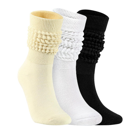 Slouch Socks for Woman 3 Pack Scrunch Socks Soft High Boot Socks Warm Thick Knit Woman Long Socks