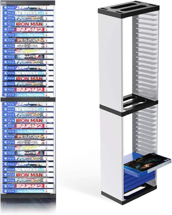 Nargos Video Game Storage Stand Tower for PS5/ PS4/ PS3/ Xbox Series S & X/Xbox one Game, Universal Game Disc Holder Vertical Blu Ray Case Organizer
