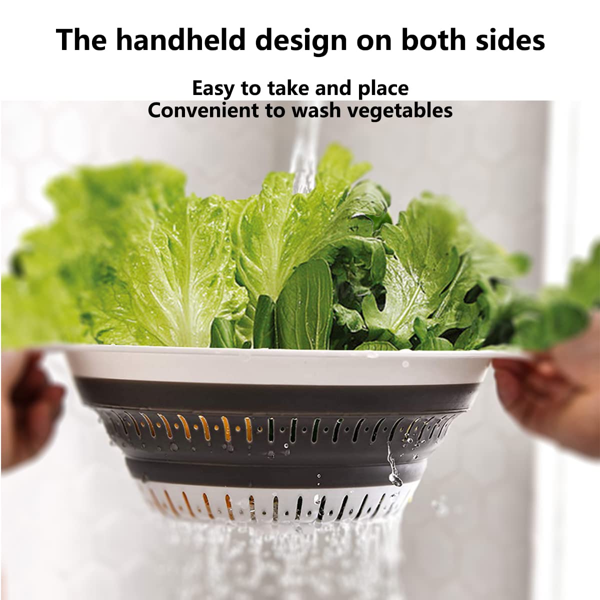 Collapsible Colander and Strainer,Silicone Strainer Colanders & Food Strainers,for Vegetable and Fruit, Kitchen Essentials (2, Blue, 1.3L+2.5L)