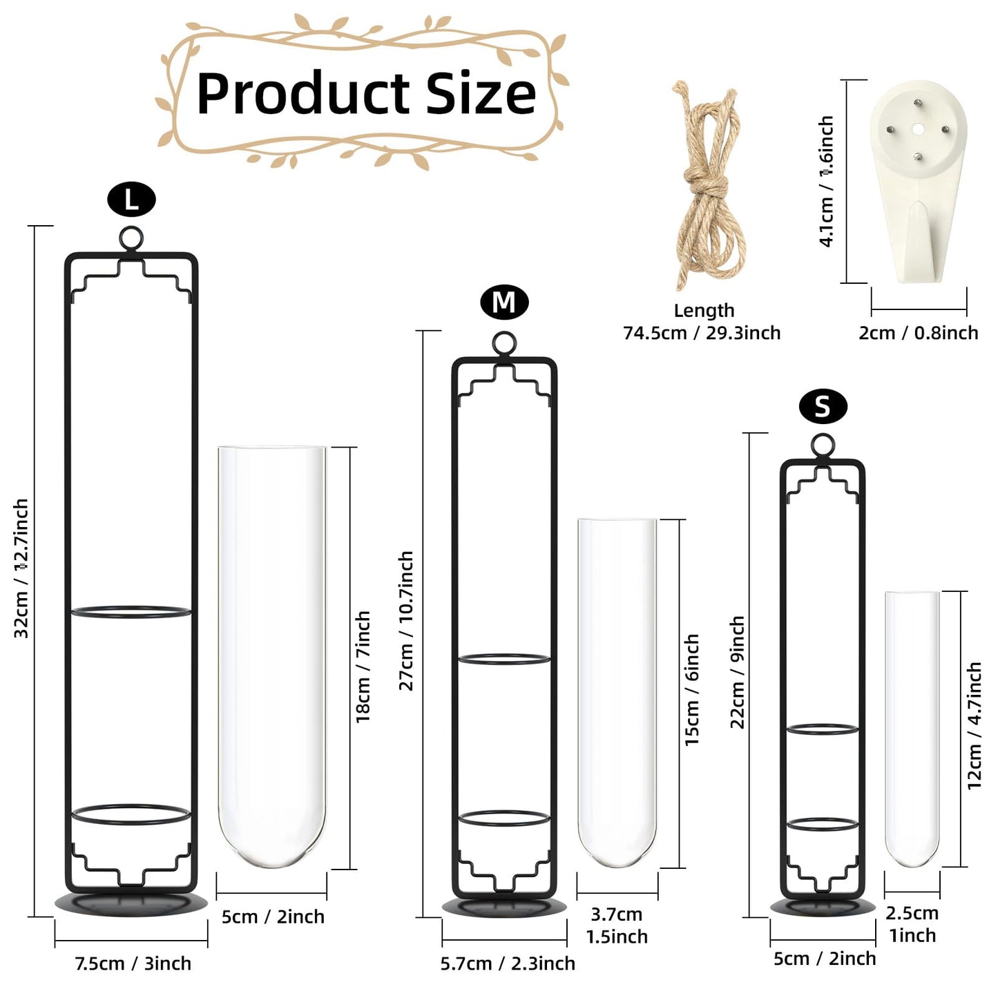 MIPON Plant Propagation Stations,Hanging Glass Propagation Test Tube Vases for Plants with Gold Metal Stand for Hydroponic Cutting Home Garden Office Decor-Black