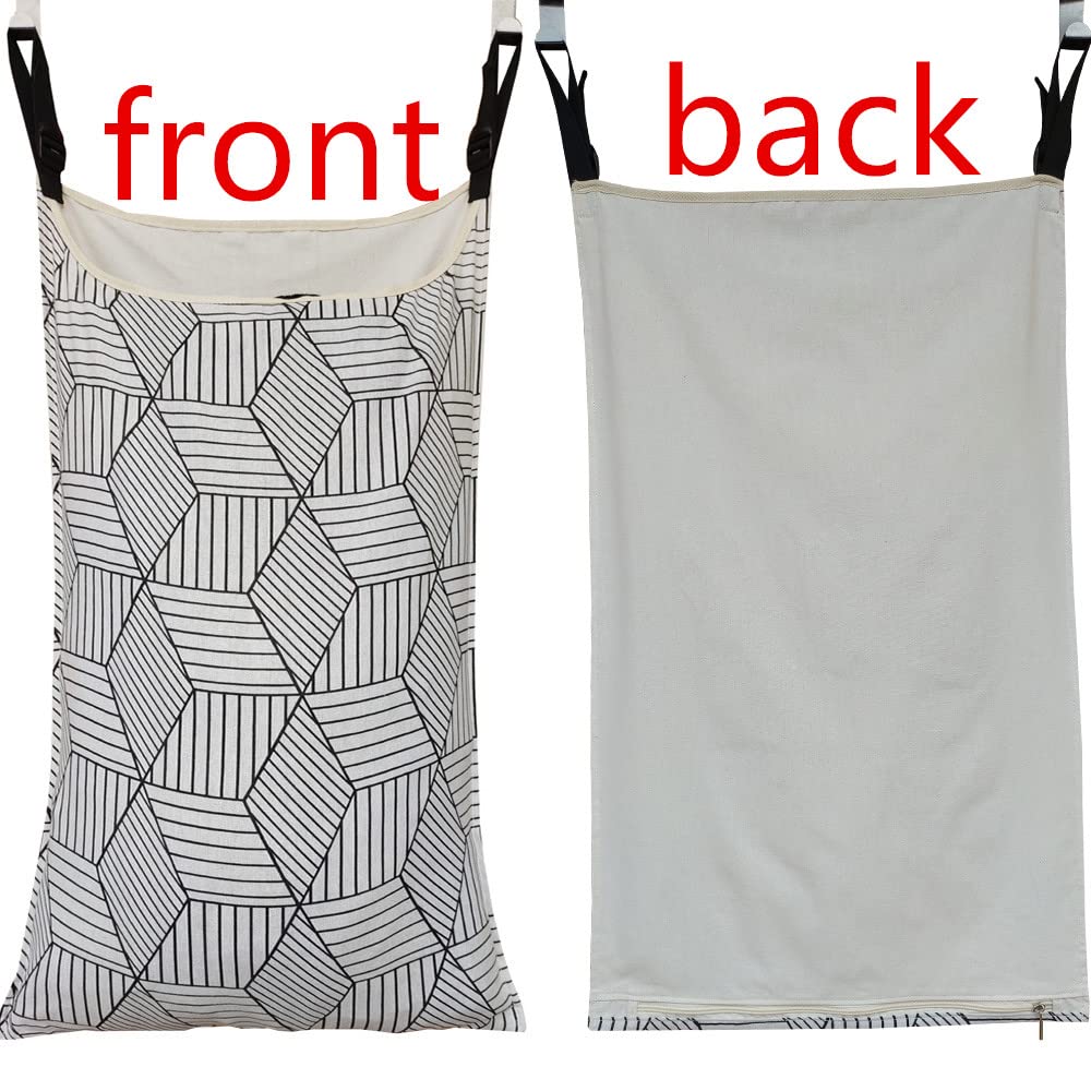 HDHYK Adjustable Space Saving Door Hanging Laundry Hamper Bag with Over Door Hooks for Dirty Laundry