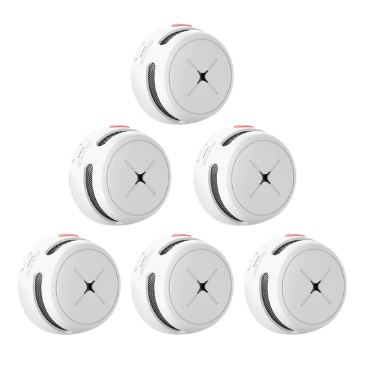 AEGISLINK Smoke Alarm 10-Year Battery with Test/Silence Button, Fire Alarm with Photoelectric Sensor, Low Battery Warning, S500 (Independent, 6-Pack)