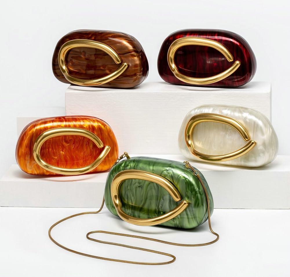 Jusavie Evening Clutch Purses Women PU Leather Evening Handbags Crossbody Clutch Purse Trendy Decoration Shoulder Bag Wedding