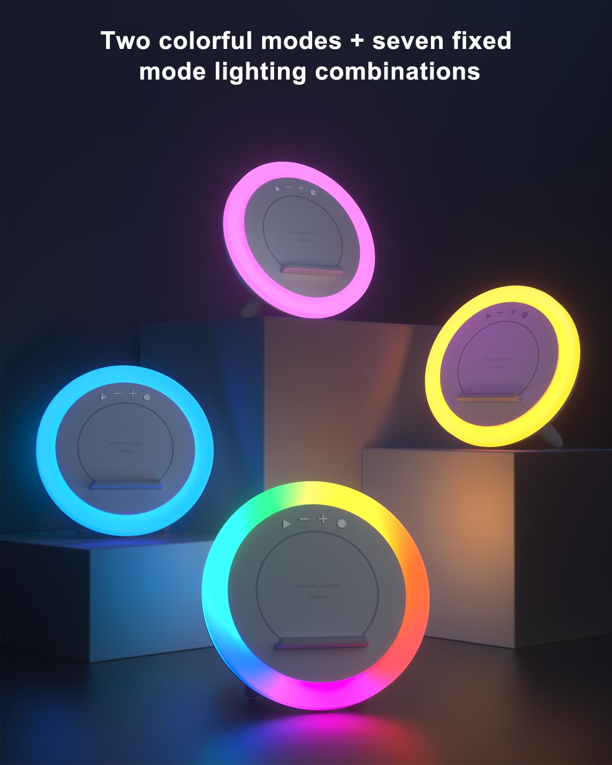 DTIDMI Night Light Bluetooth Speaker,Wireless Charger Stand Led Music Lamp,Color Changing Modern Bluetooth Lamp,Best Teenage Girls Boys Easter Gift (6.6inch)
