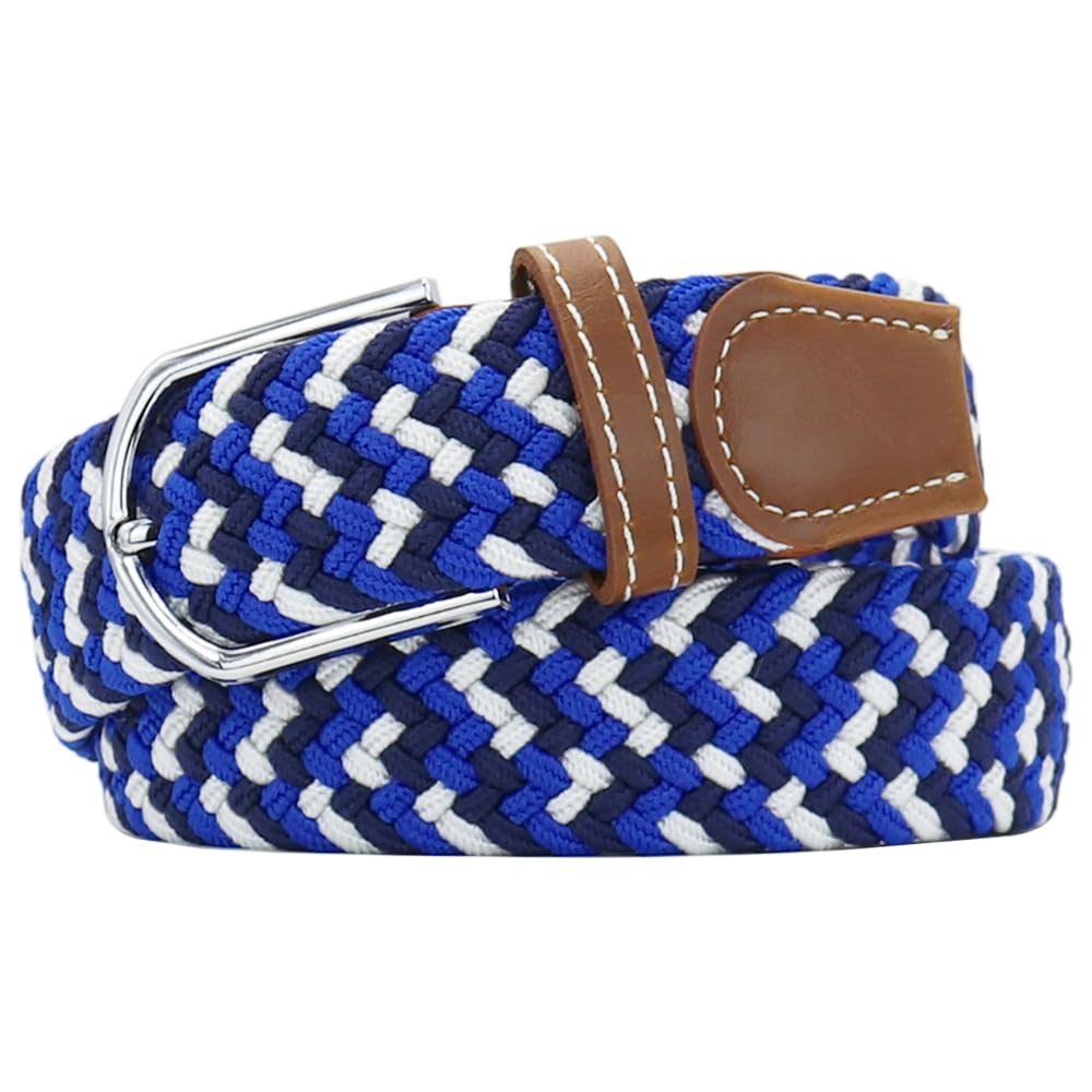 Multicolored Elastic Woven Golf Belts Casual Braided Stretch Belt for Men and Women