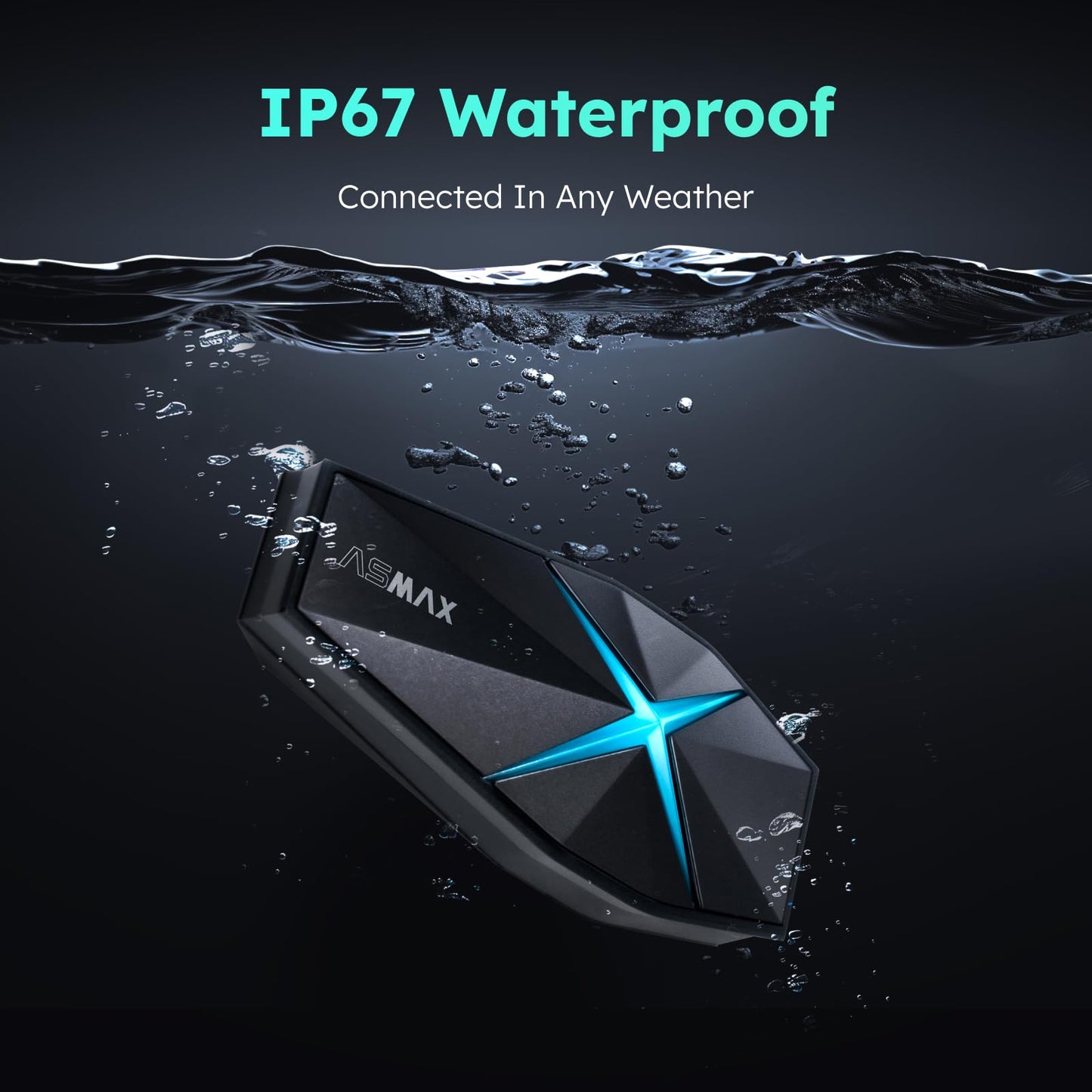 ASMAX F1 3-Mode Motorcycle Helmet Intercom for 10 Riders, Offline Voice Control Motorcycle Bluetooth Headset with Hi-Fi Speaker, Multitasking & Mesh Helmet Communication Systems, Fast Charging, 1 Pack