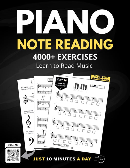Piano Note Reading Exercises: Music Skills in 10 Minutes a Day, Student Workbook, How To Read Music, Sign 4,000 Notes