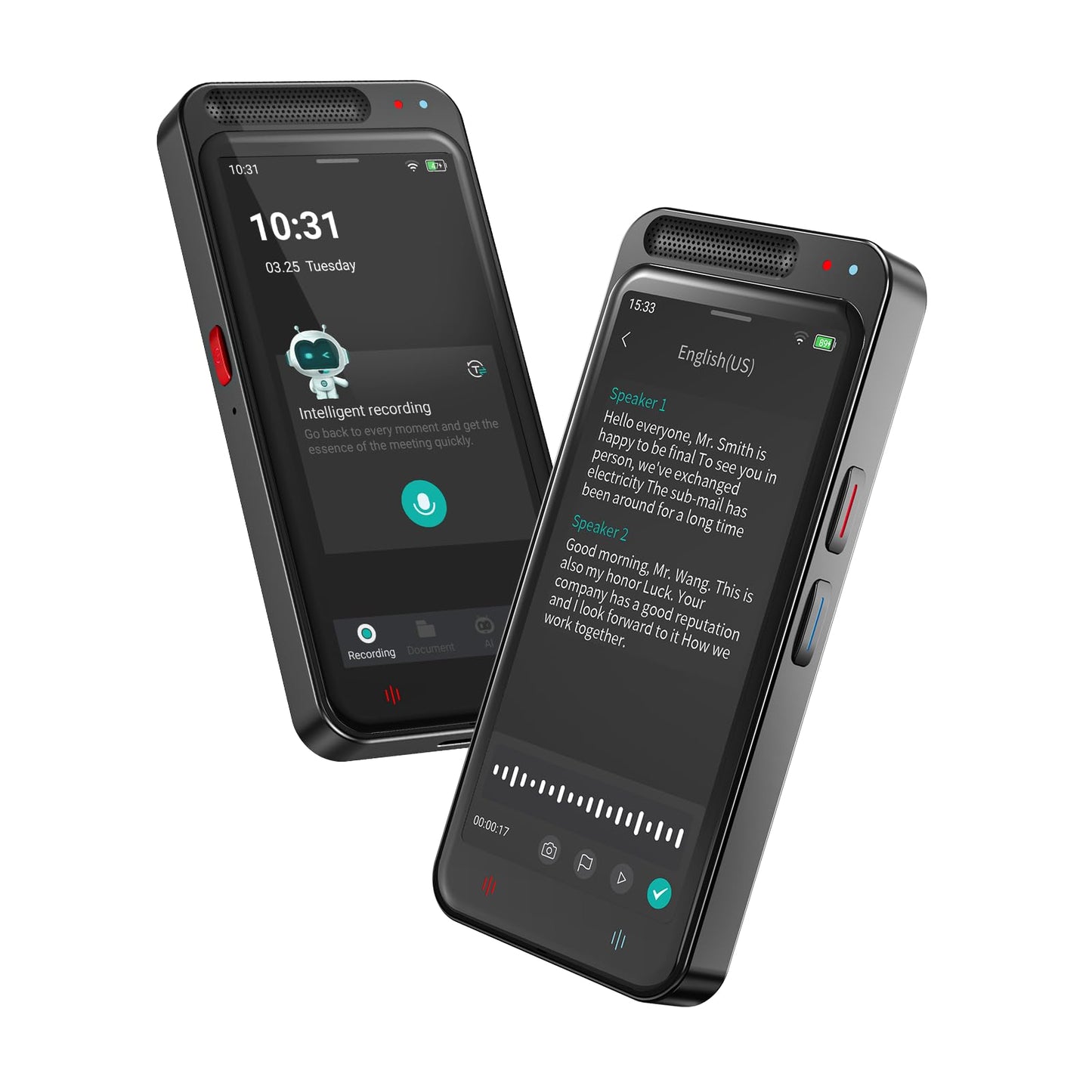 AI Voice Recorder with Playback, Digital Voice Recorder with AI Transcription, Summary, Translation, Full Touch Screen Recorder with 64GB, Audio Recorder Device for Meetings, Lectures, Interviews