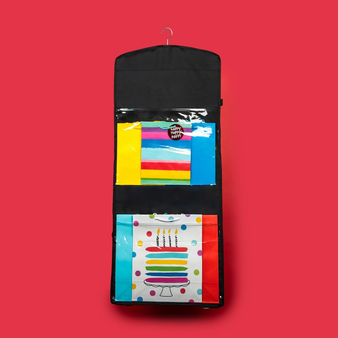 Joyful Moose Gift Bag Organizer Wrapping Paper Storage Container Christmas Gift Wrap Holder (Black)