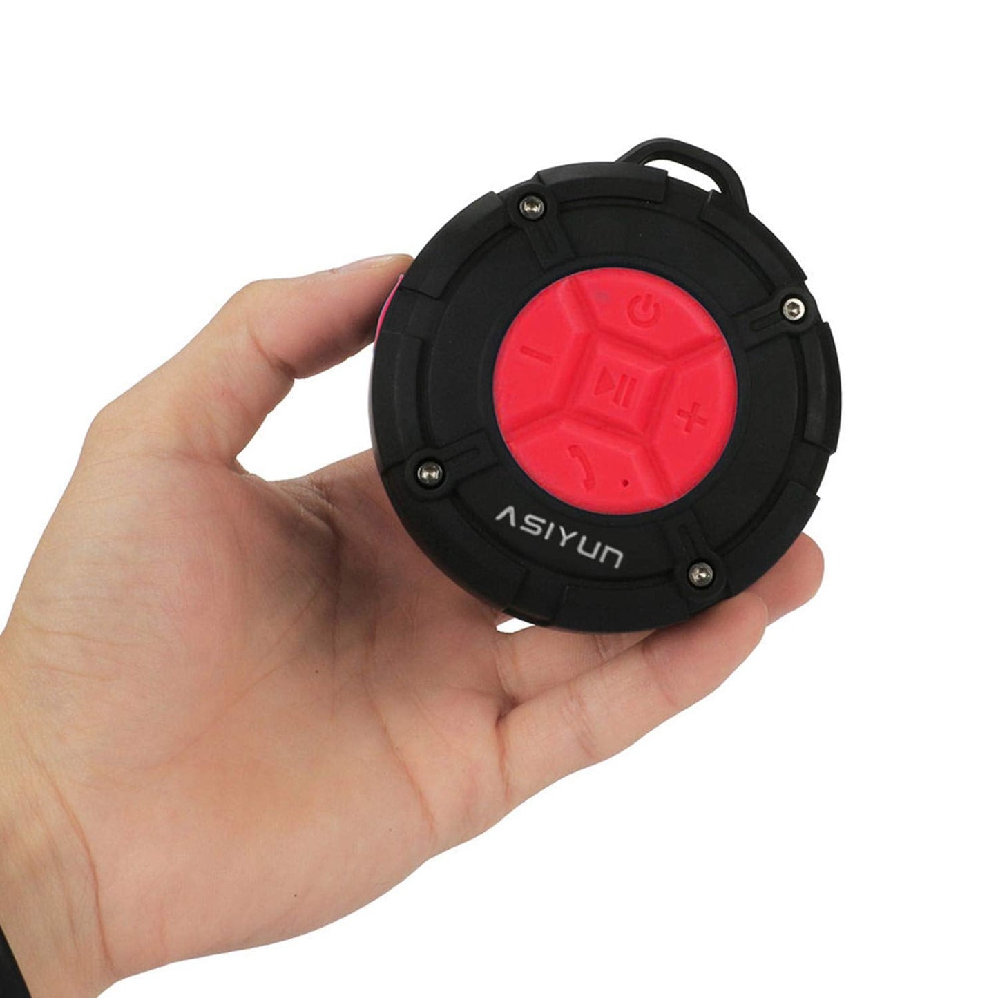 ASIYUN Shower Speaker, IPX7 Waterproof Bluetooth Speaker with HD Bass, Suction Cup & Durable Hook, Built-in Mic for Hands-Free Calls, Pool, Beach, Outdoor(Red)