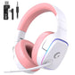 2.4GHz Wireless Gaming Headsets for PS5, PS4, PC, Switch - Bluetooth 5.3 Gaming Headphones with Noise Canceling Mic, 7.1 Surround Sound, 70H Battery, Blue Lighting - White