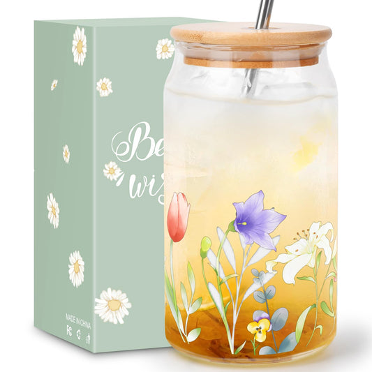 Gifts for Mom Women from Daughter Son Husband, Mom Gifts for Mama Wife New Mother Stepmom on Christmas Mothers Day Valentines Day, Personalized Anniversary Birthday Presents for Women - Can Glass 16OZ