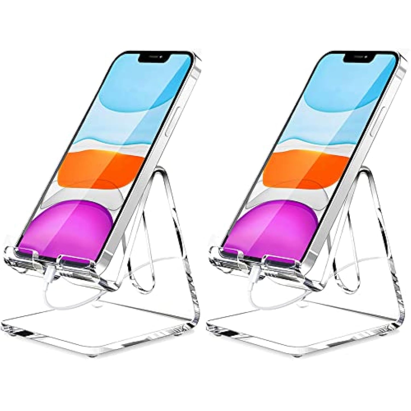 Crpich Acrylic Cell Phone Stand, Portable Clear Phone Stand for Desk, Compatible with Phone16 15 14 13 Pro Max Mini 12 11 Plus SE, Switch, Android Smartphone, Pad, Tablet, Desk Accessories