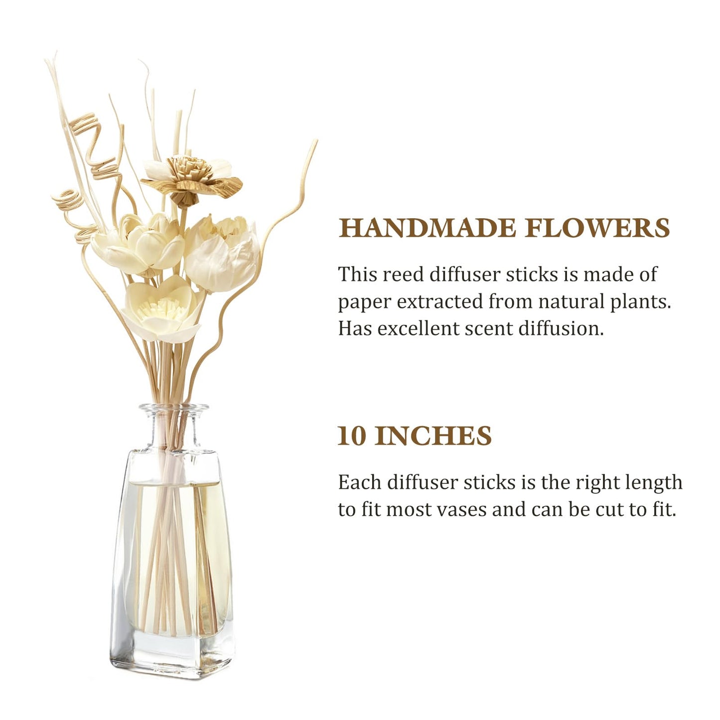 Reed Diffuser Sticks, Reed Diffuser Sticks Flowers, Reed Diffusers Set for Bathroom, Reeds Diffuser for Home, Bedroom Decor, Office,12Pcs, Natural Flower