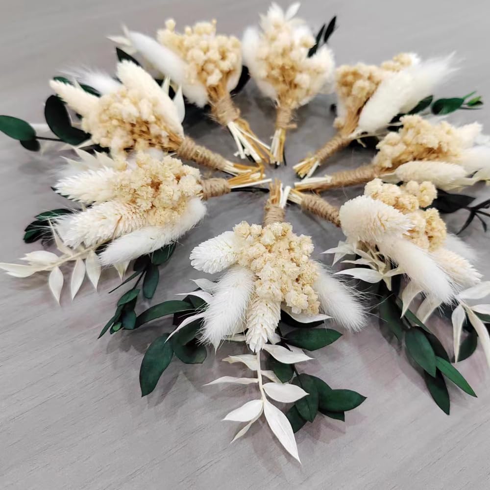 8Pcs Mini Pampas Decorative Dried Flowers Bouquet Preserve Floral for Wedding Home Decoration Christmas Halloween