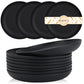 Wrova Wheat Straw Plates - 8 Inch Unbreakable Dinner Plates Set of 8 - Dishwasher & Microwave Safe Plastic Plates Reusable - Lightweight Plates for kitchen,R.V (pure black)